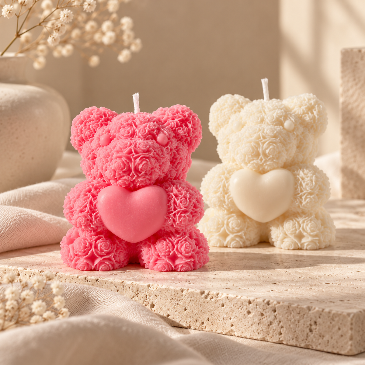 Teddy Heart Candle