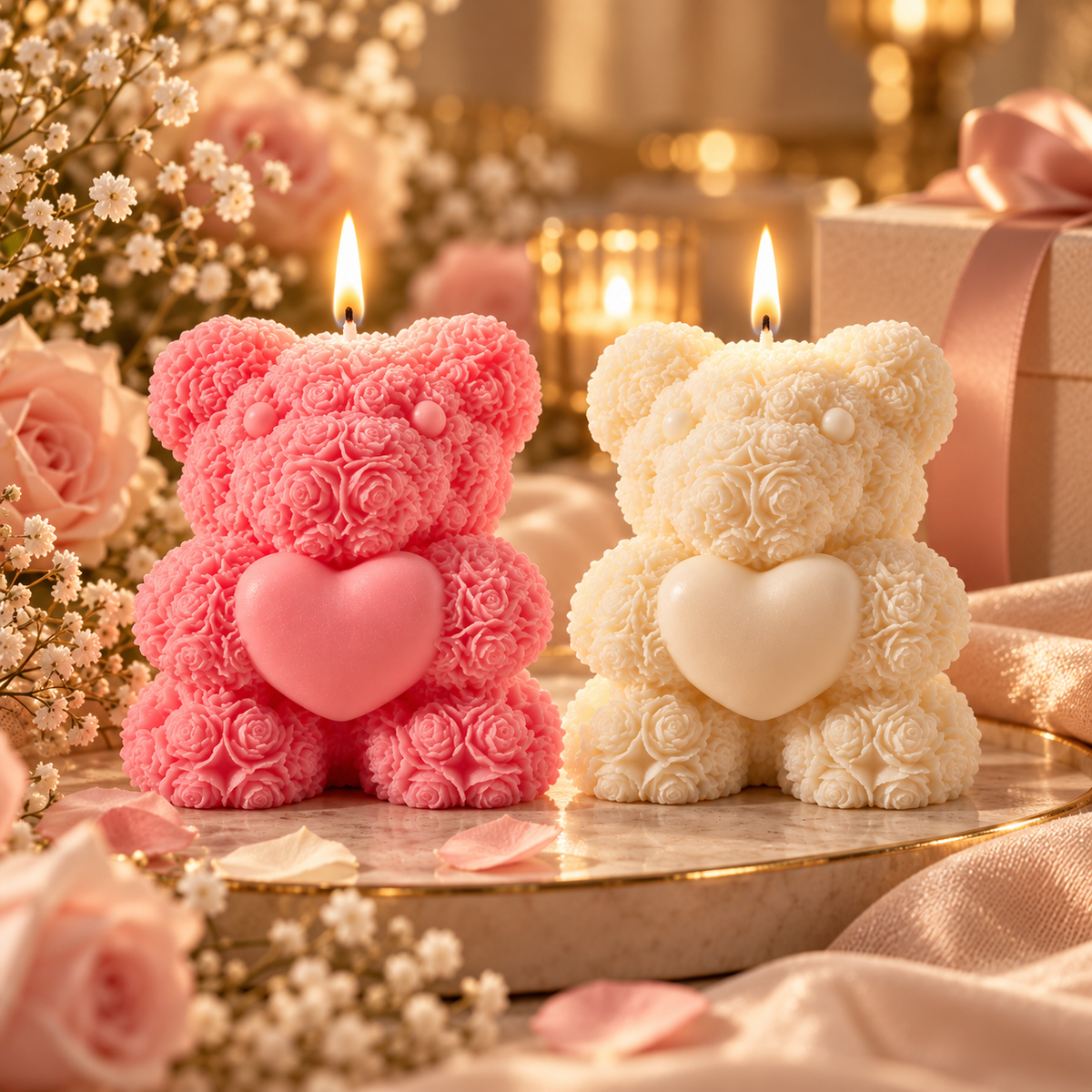 Teddy Heart Candle