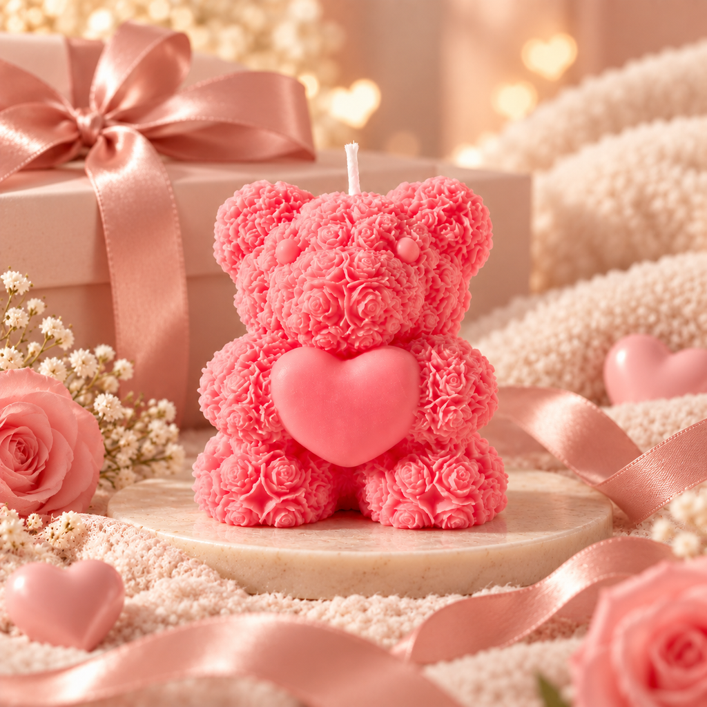 Teddy Heart Candle