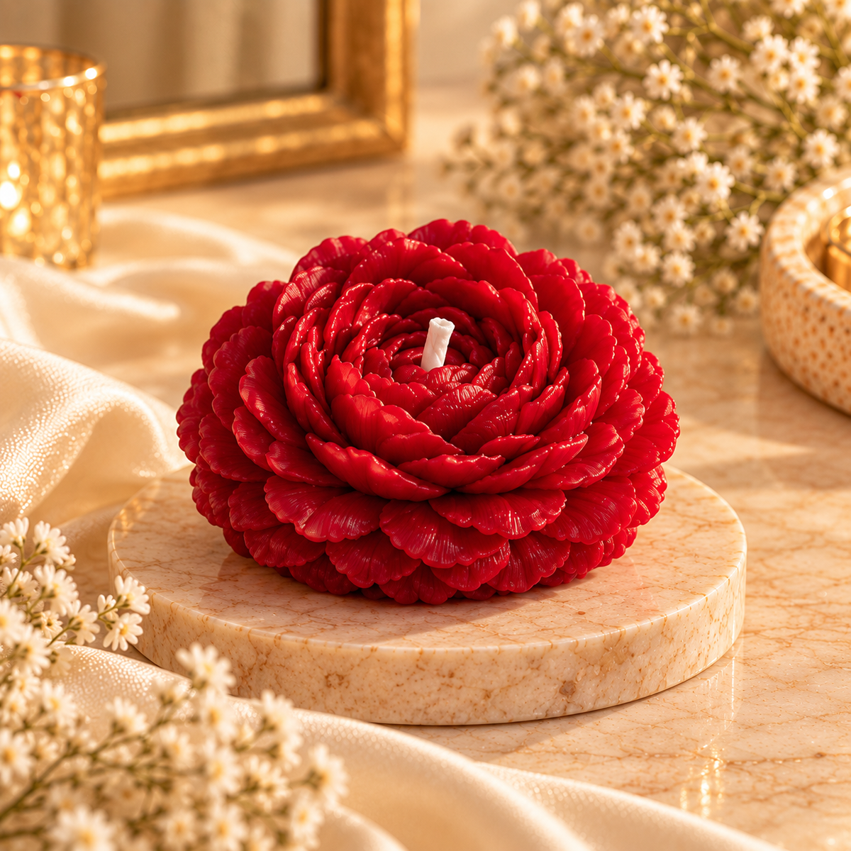 Peony Flower Candle