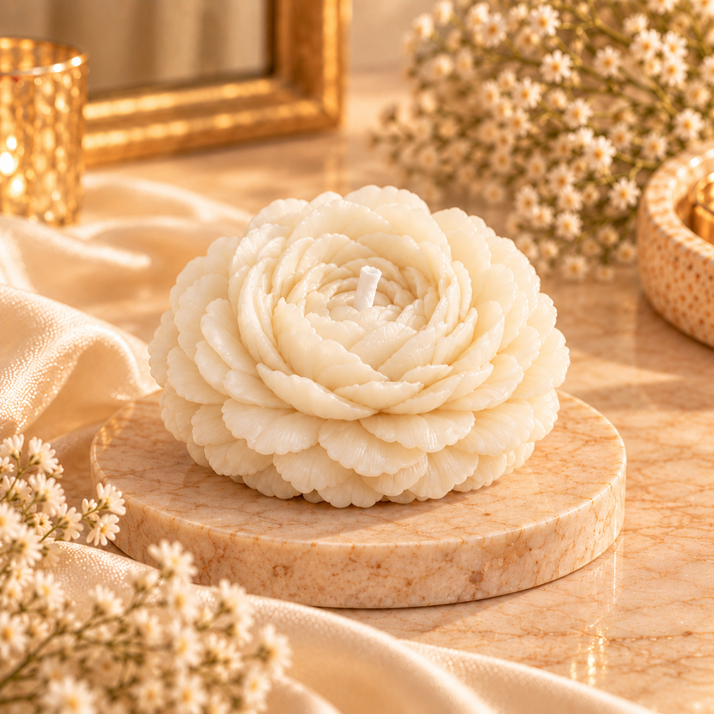 Peony Flower Candle