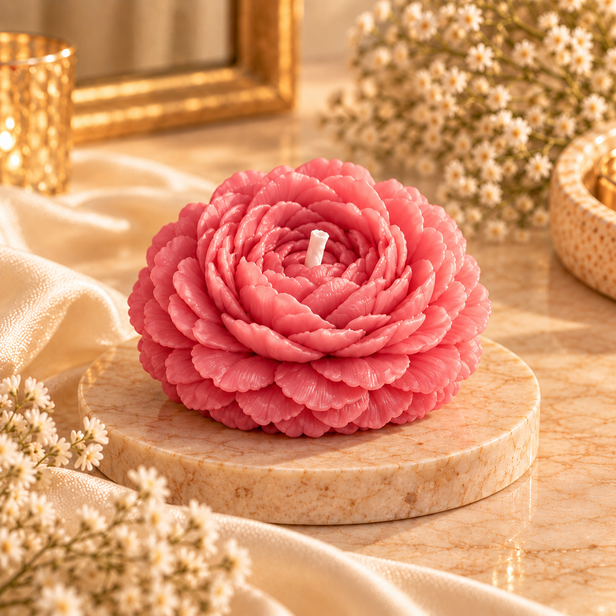 Peony Flower Candle