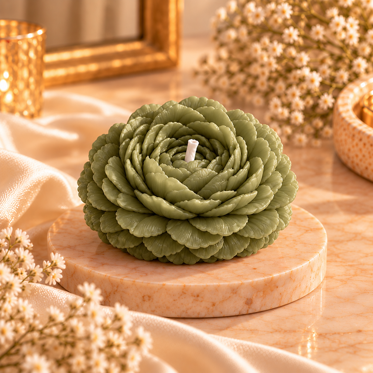 Peony Flower Candle