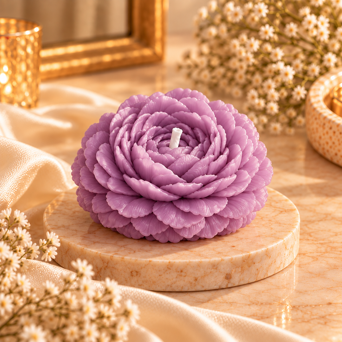 Peony Flower Candle