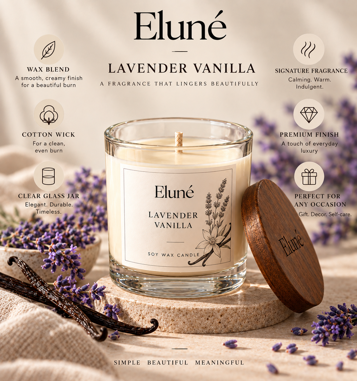 Lavender Vanilla Scented Candle