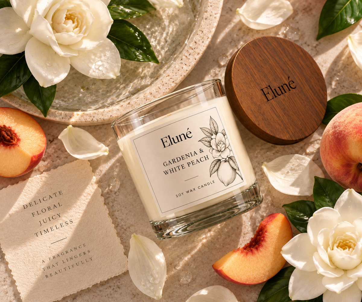 Gardenia & White Peach Scented Candle