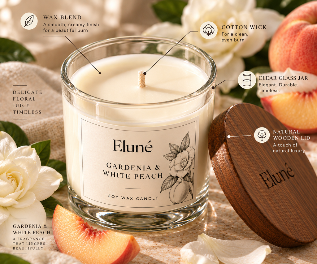 Gardenia & White Peach Scented Candle