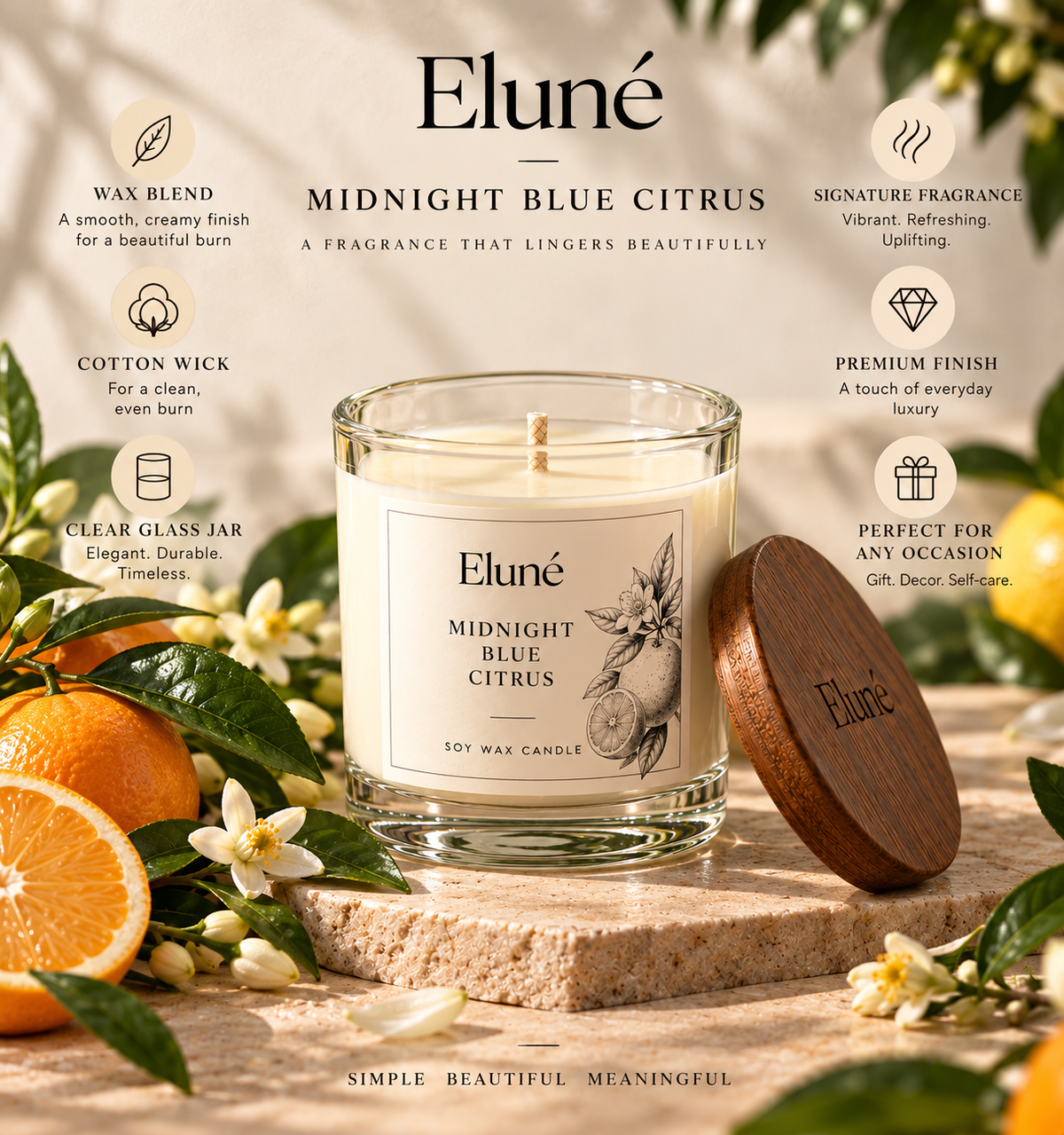 Midnight Blue Citrus Scented Candle