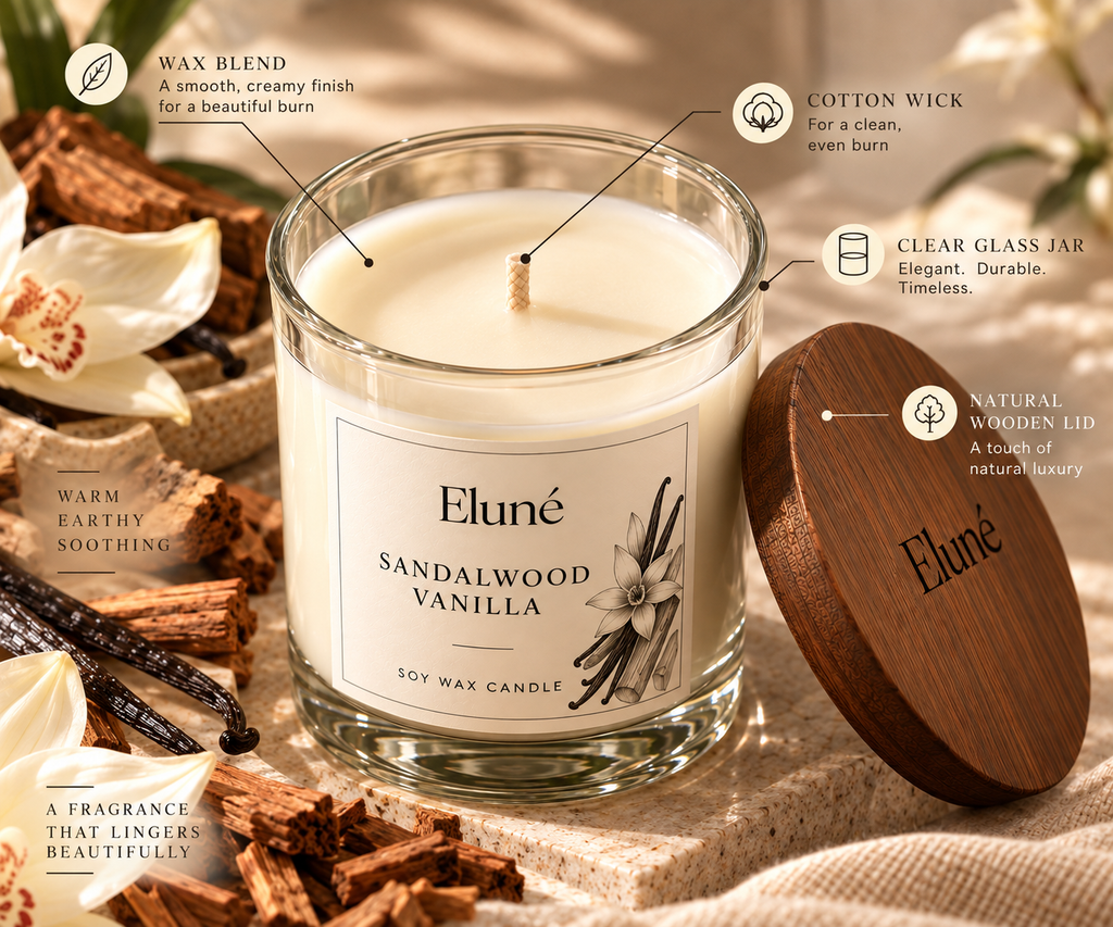 Sandalwood Vanilla Scented Candle