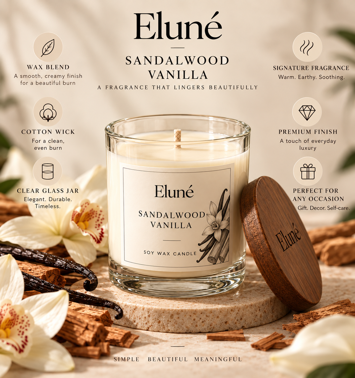 Sandalwood Vanilla Scented Candle