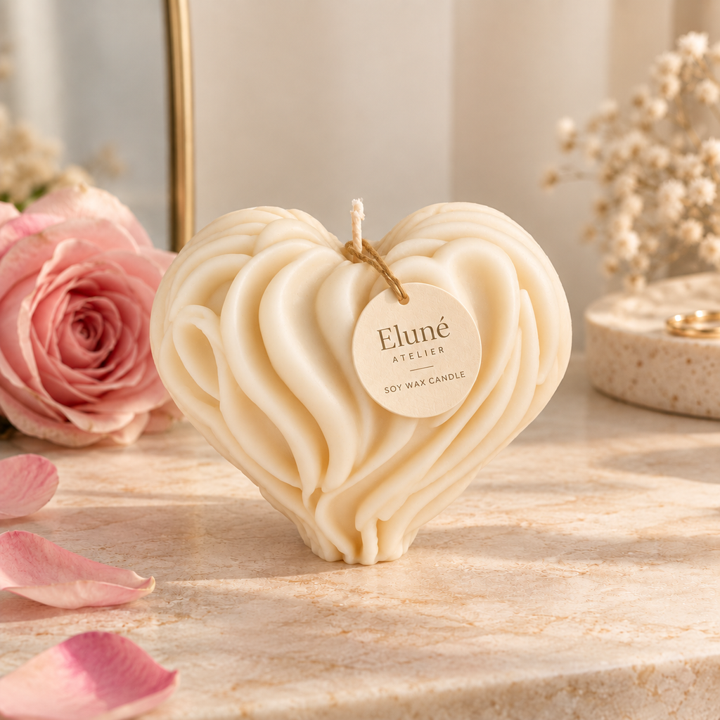 Amour Sculptural Heart Candle