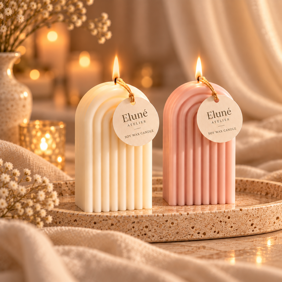 Rainbow Pillar Candle